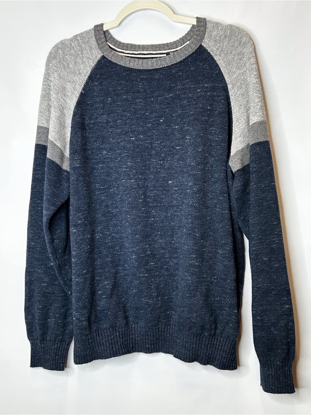 Weatherproof Navy and Gray Raglan Crewneck Sweater